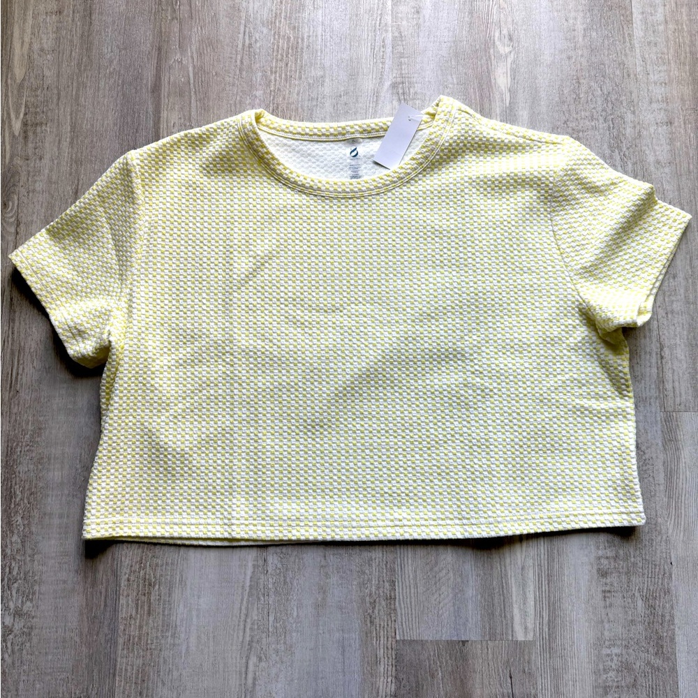 Lou & Grey Yellow Textured Short Sleeve Top